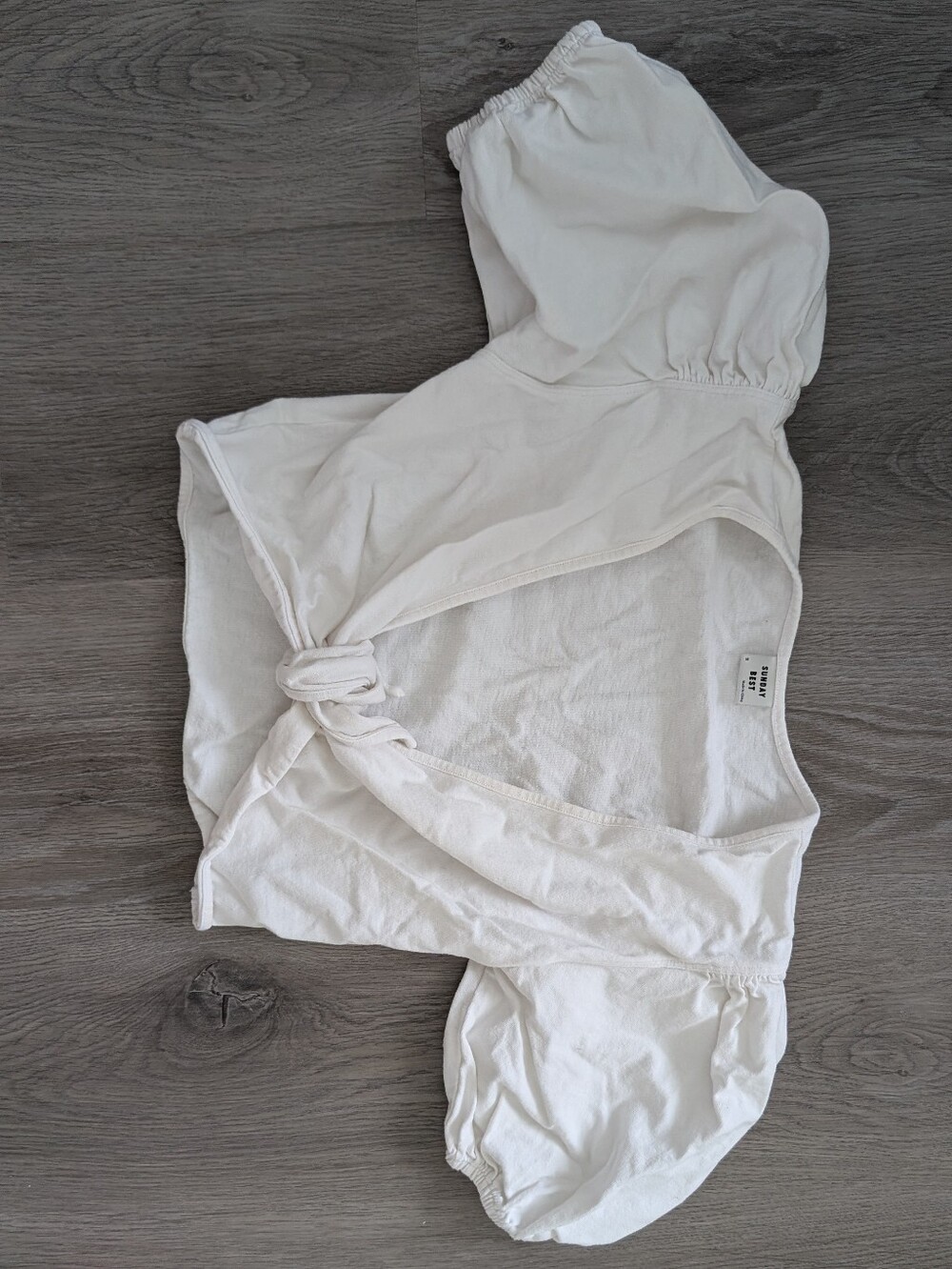 Sunday Best White Knot-Front Puff Sleeve Crop Top